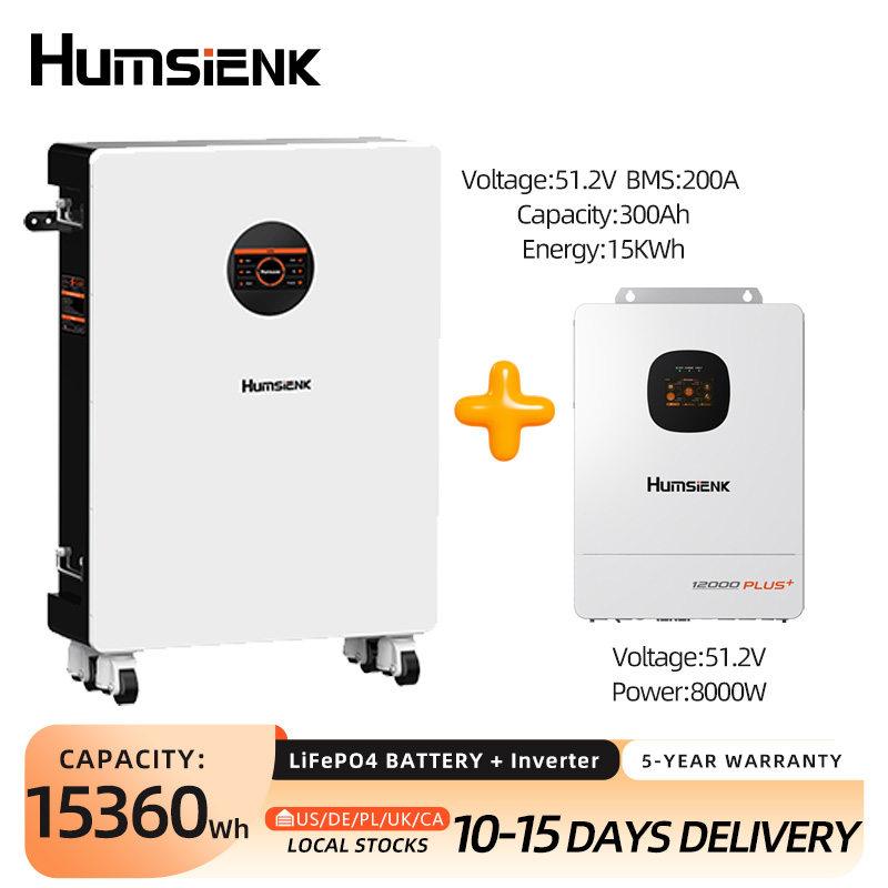 Mppt Hybrid Inverter 48V 8Kw 3 Phase - Humsienk 48V 300Ah LiFePO4 Bluetoothバッテリー＆48V 8KW