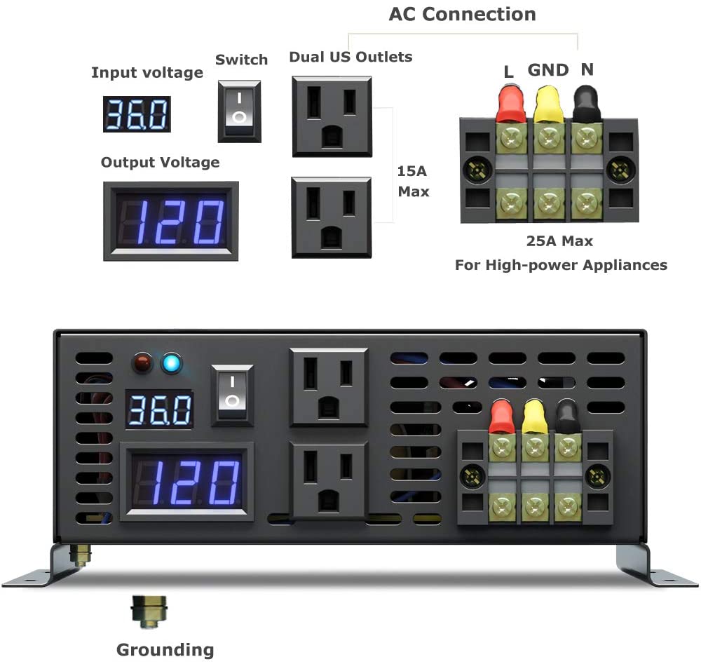 Pure Sine Wave Inverter 5000W 48V 220V - オフグリッド純粋正弦波ソーラーパワーインバーター 5000W 12V 220V 家庭用電化製品コンバーター 24V/36V/48V/60V/96V/110V