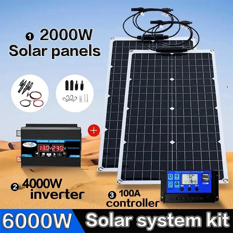 Grid Tie Inverter Limiter 2000W - 2000W オールインワン ソーラーキット | 4000-6000W インバーター＆フレキシブルパネル