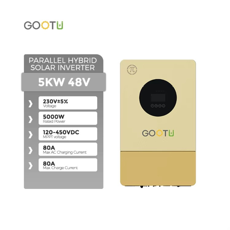 Parallel Solar Inverter 48V 5000W Mppt - Gootu新型48Vハイブリッドソーラーインバーター5Kw Pv 80A並列機能付きMppt 5000W太陽光発電システムインバーター内蔵Wifi