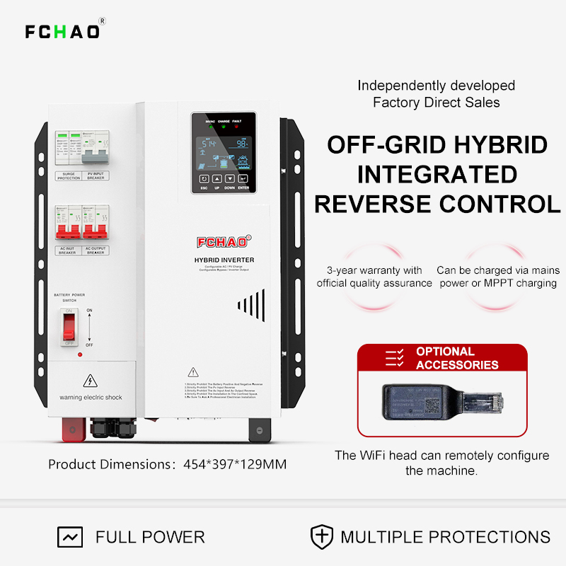Hybrid Solar Inverter 5.5Kw Mppt 48V - Fchaoソーラーハイブリッドインバーター 3KW 4KW 5.5KW WiFiアプリ監視 12/24/48V