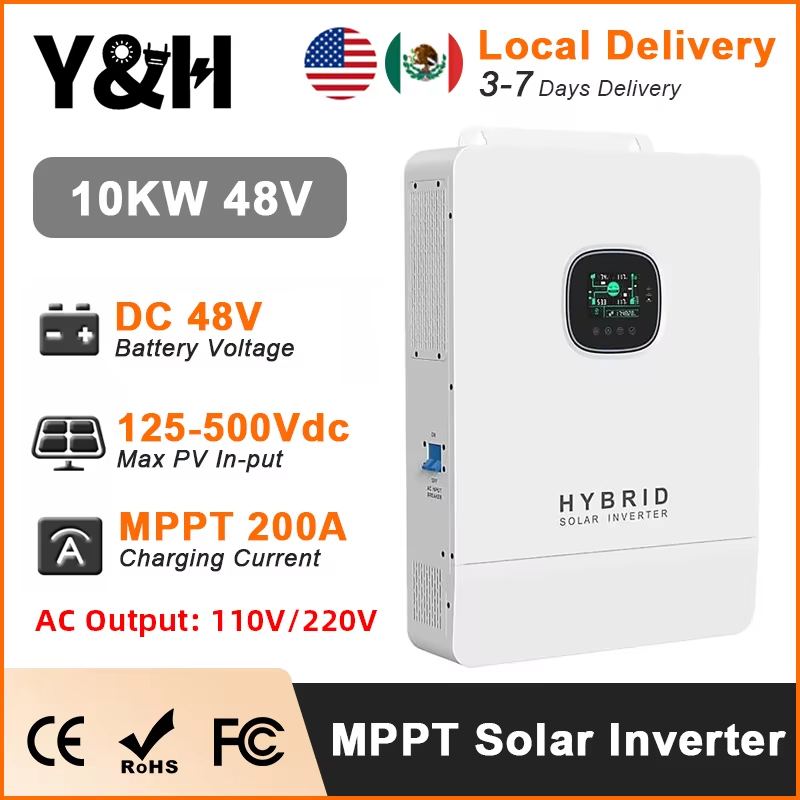 Split Phase Inverter 10Kw 110V 220V - Y&H 10KW ハイブリッドソーラーインバーター 48V 110V/220V 分割相オフグリッドインバーター