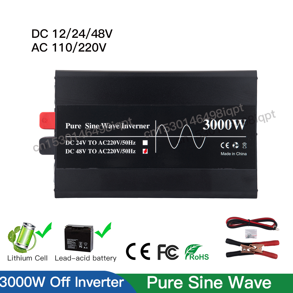 Lifepo4 Solar Inverter 24V 3000W - 純粋な正弦波を備えたソーラーコンバーター,3000W,12V,24V,48V,純粋な正弦波,鉛バッテリー用