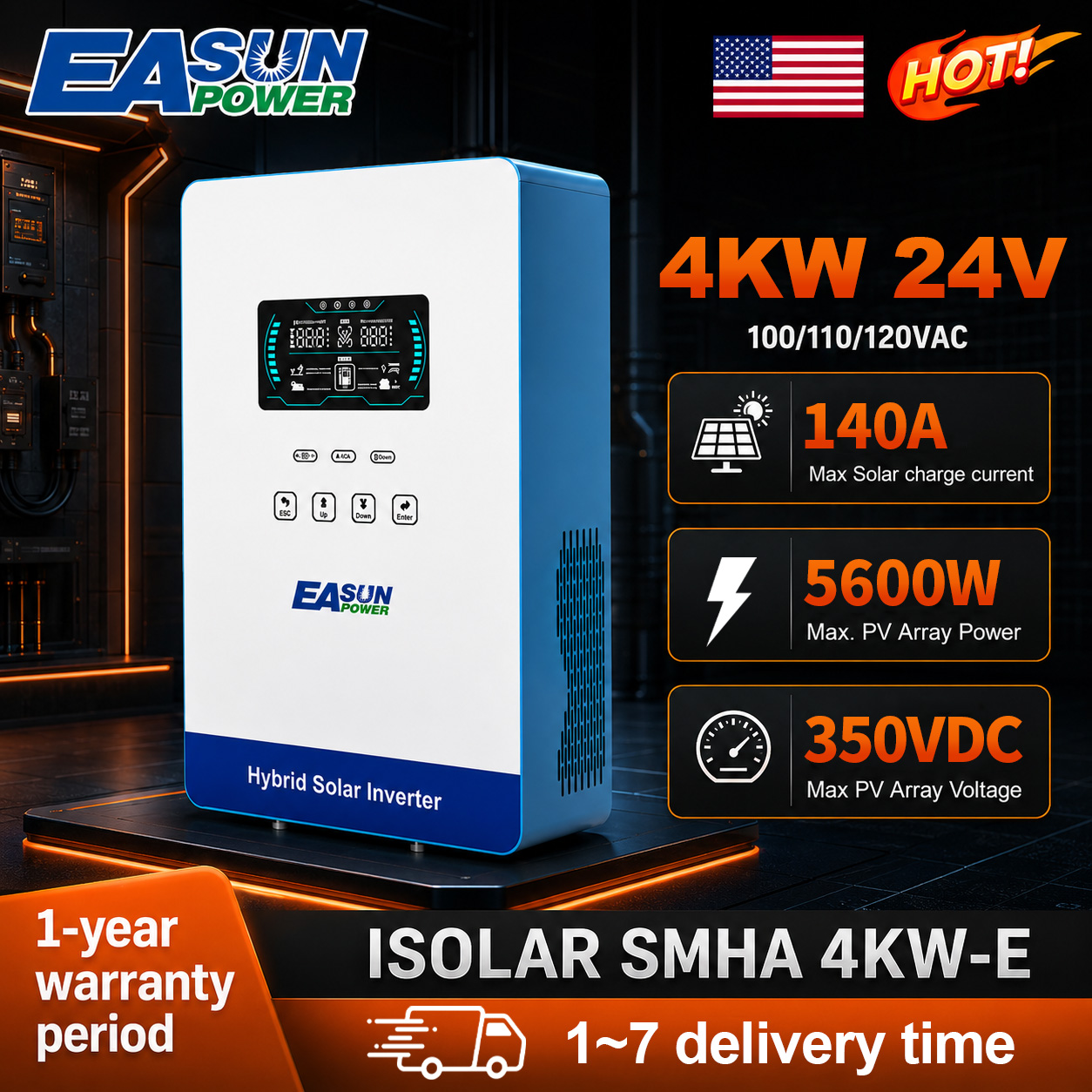 Grid Tie Inverter Limiter 2000W - EASUN POWER 4000Wソーラーインバーター 120Vオフグリッドソーラーインバーター 24V 140A