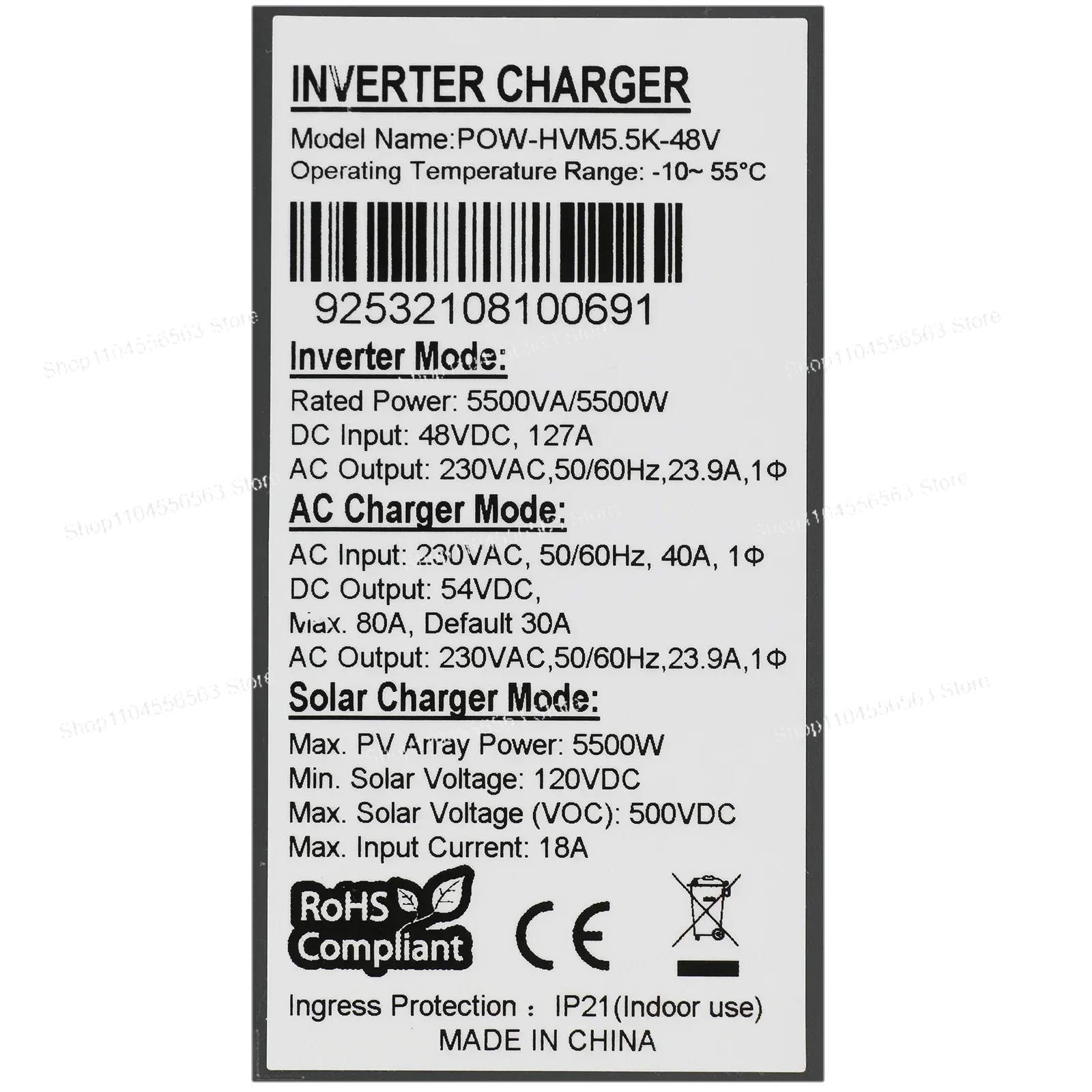 5.5KW 3相ハイブリッドソーラーインバーター（MPPT  - Hybrid Solar Inverter 5.5Kw Mppt 48V のレビューと価格