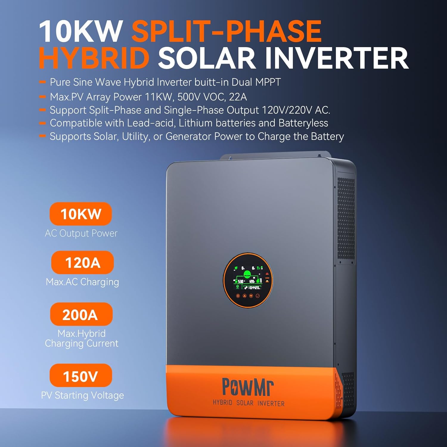 PowMr 16KW 10KW スプリットフェーズインバータ - Split Phase Inverter 10Kw 110V 220V のレビューと価格