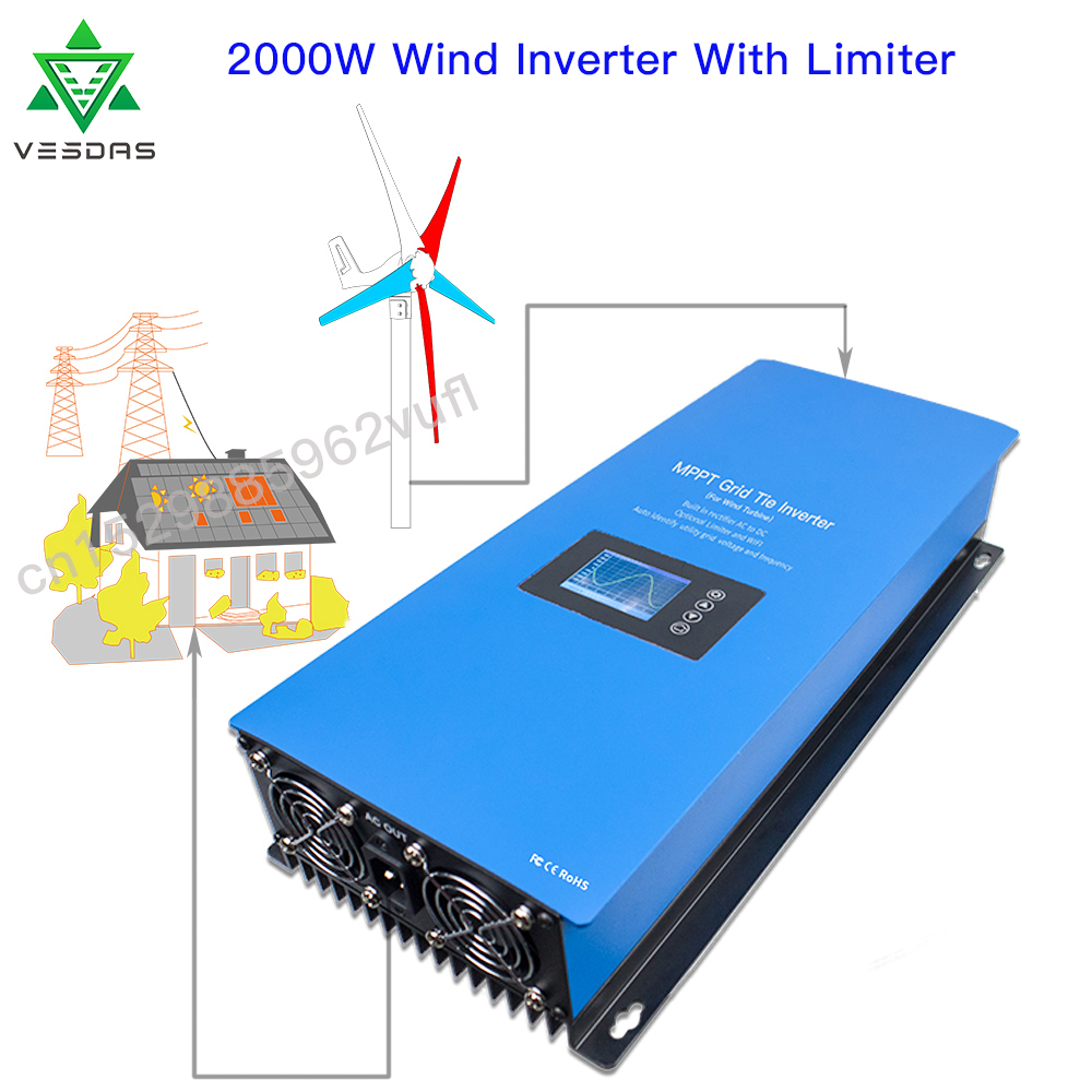 1000ワット2000ワットの風力mppt電源グリッドタイイ - Grid Tie Inverter Limiter 2000W のレビューと価格