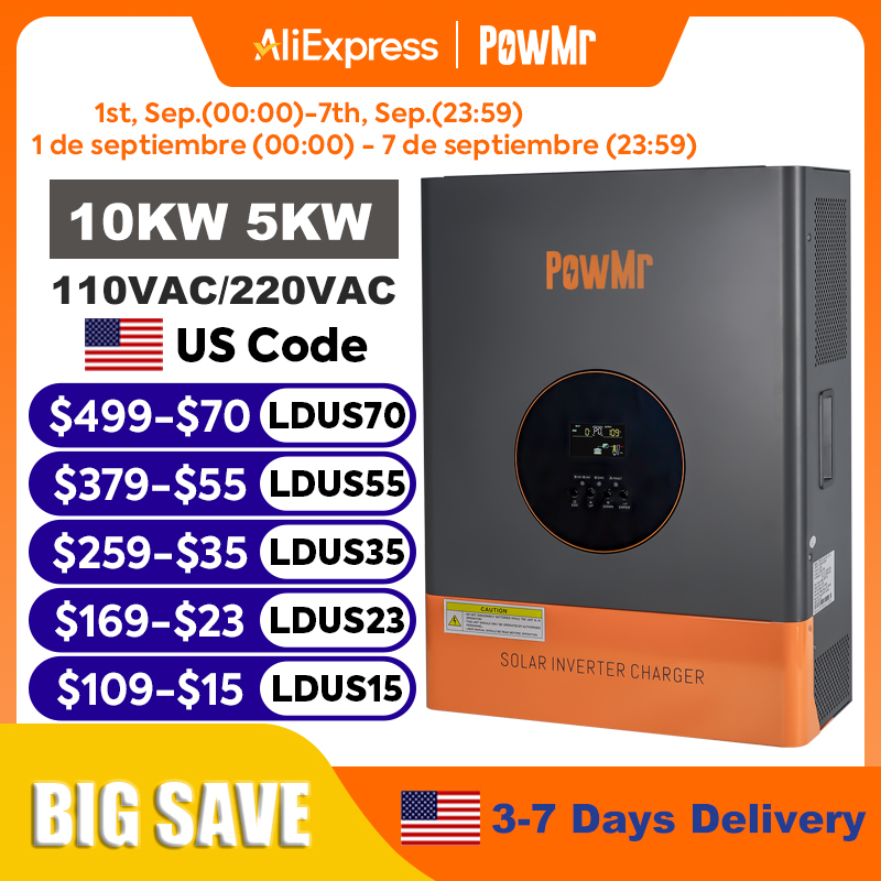 PowMr 10KW 5KW スプリットフェーズインバーター - Split Phase Inverter 10Kw 110V 220V のレビューと価格
